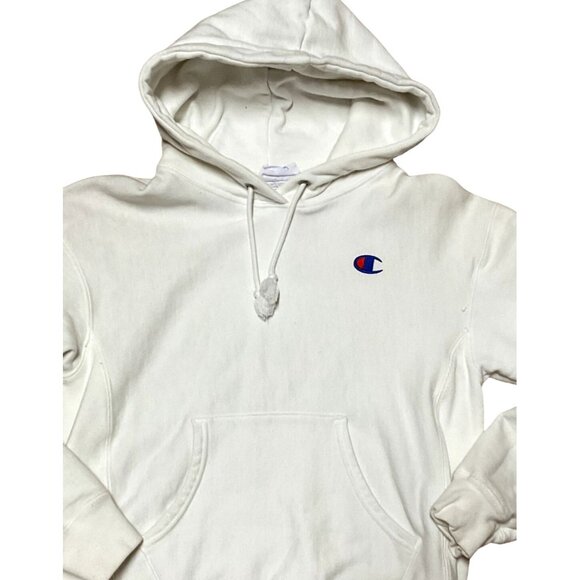 CHAMPION REVERSE WEAVE WHITE HOODIE SWEATSHIRT SZ S FLEECE VERY CLEAN WOMENS - Picture 2 of 5